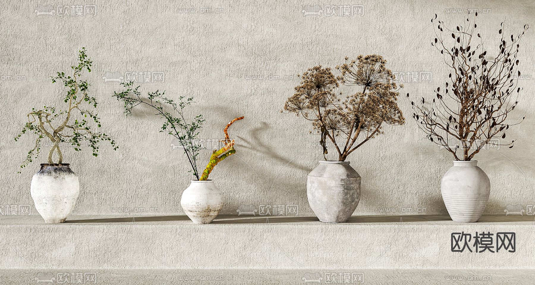 侘寂盆栽3d模型下载（渲染图1）