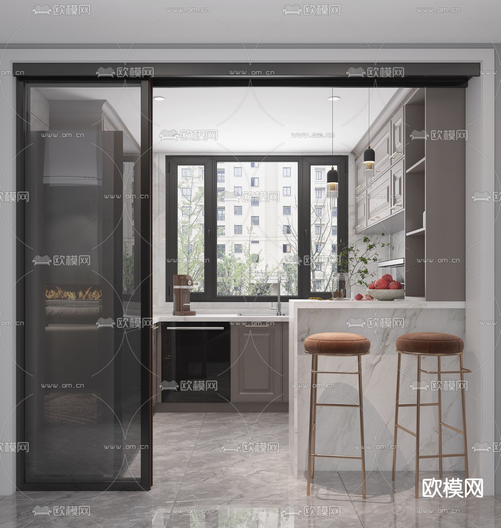 简欧厨房3d模型