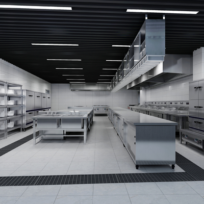 现代中央厨房3d模型