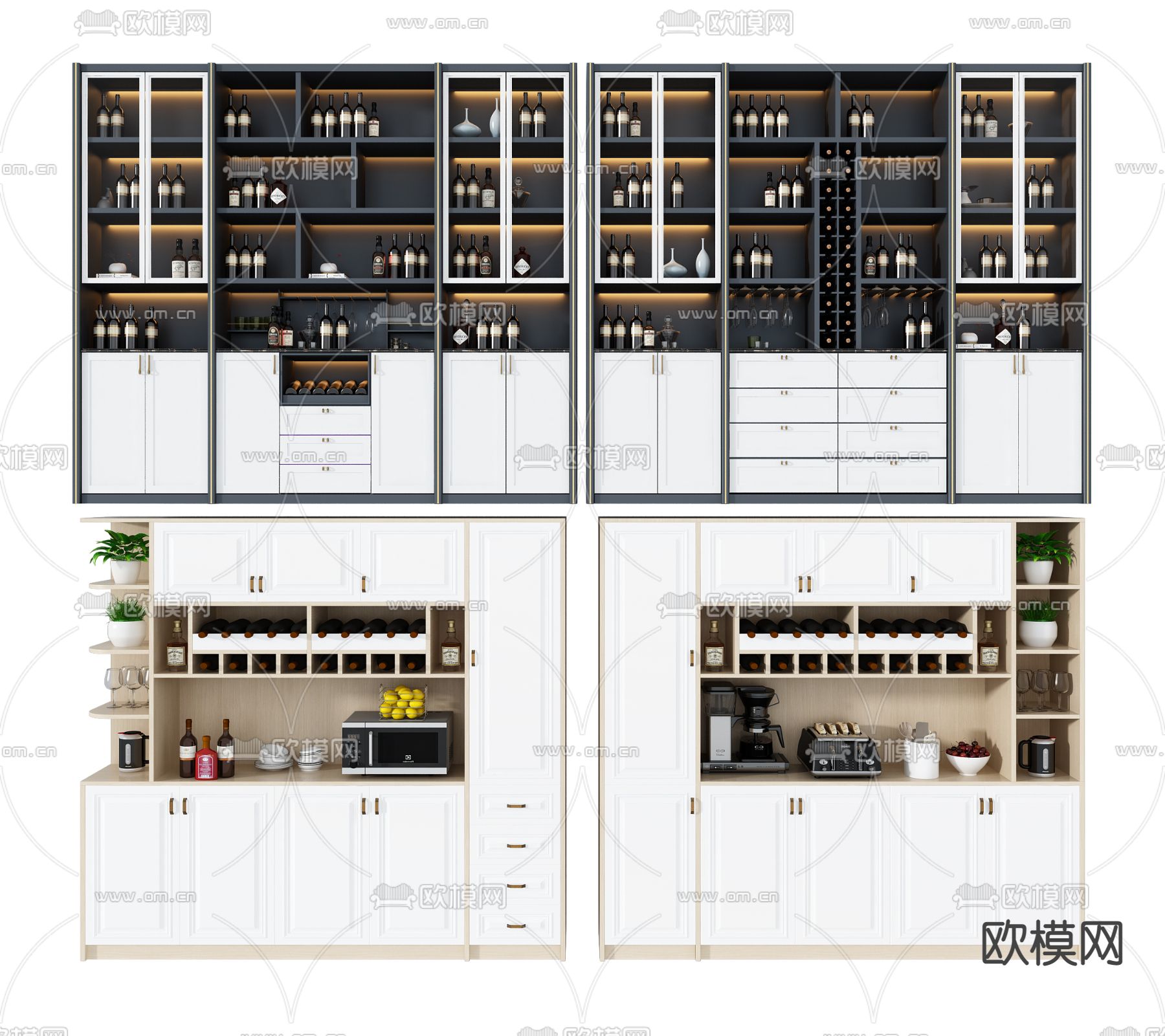 现代多功能酒柜3d模型下载