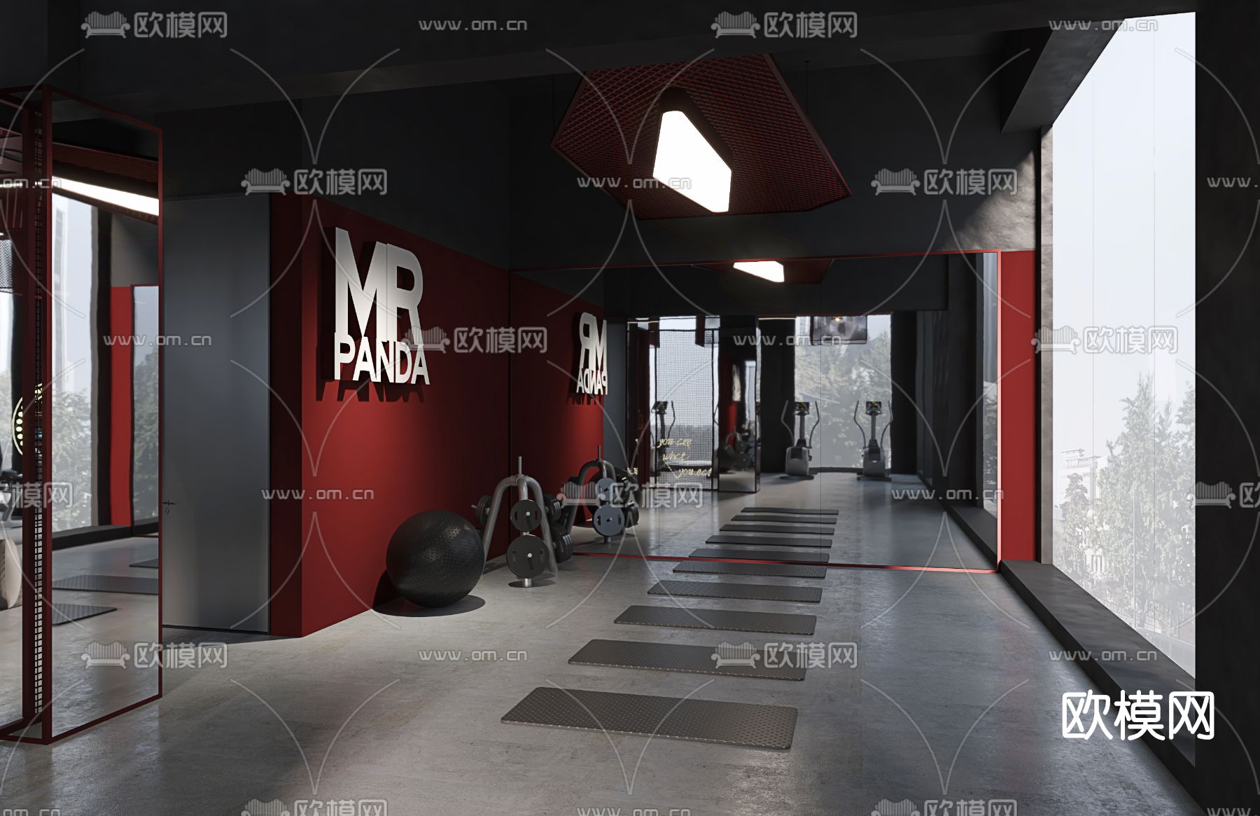 工业风健身房3d模型