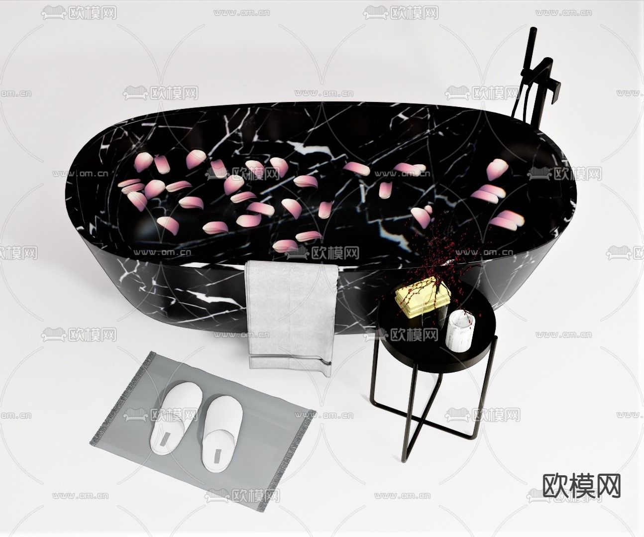 现代轻奢浴缸su模型下载（渲染图1）