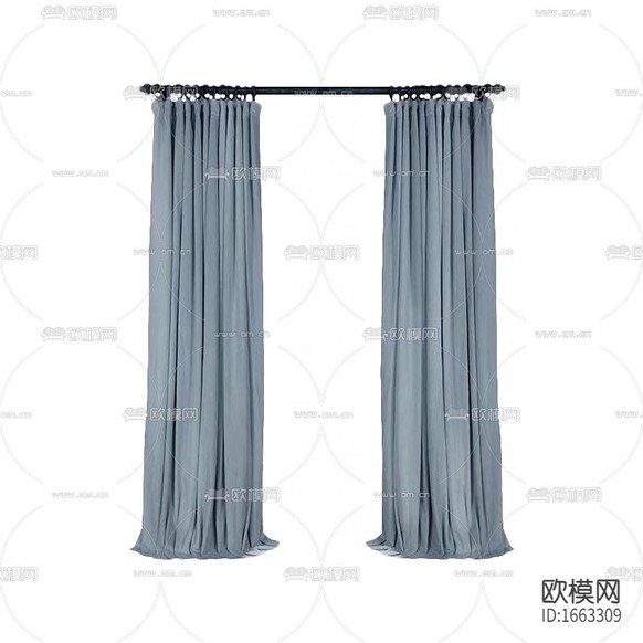 現(xiàn)代簡(jiǎn)約灰藍(lán)色布藝遮光窗簾下載
