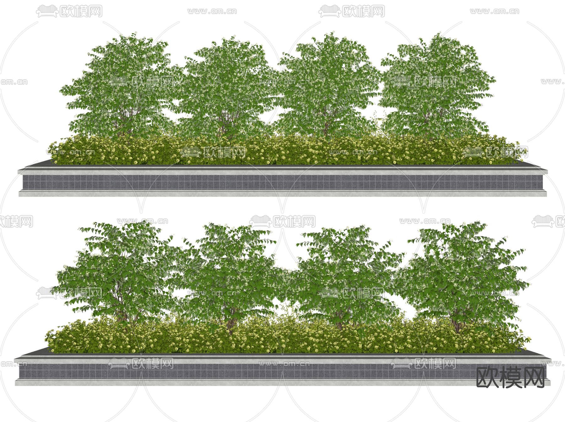现代花坛园艺小品su模型下载（渲染图1）