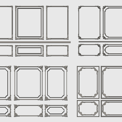  欧式雕花线条su模型 