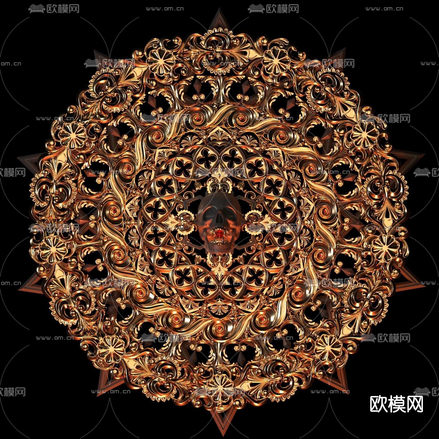 现代轻奢骷髅墙壁挂件免费3d模型下载