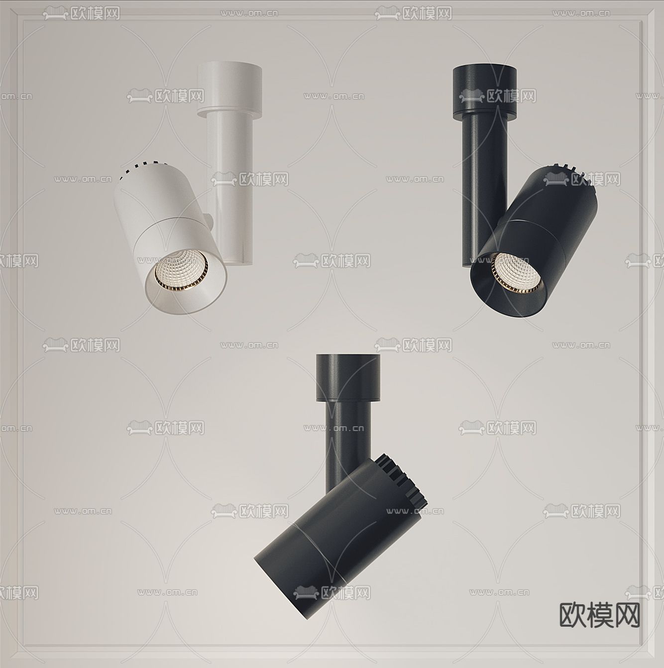 现代筒灯射灯轨道灯3d模型