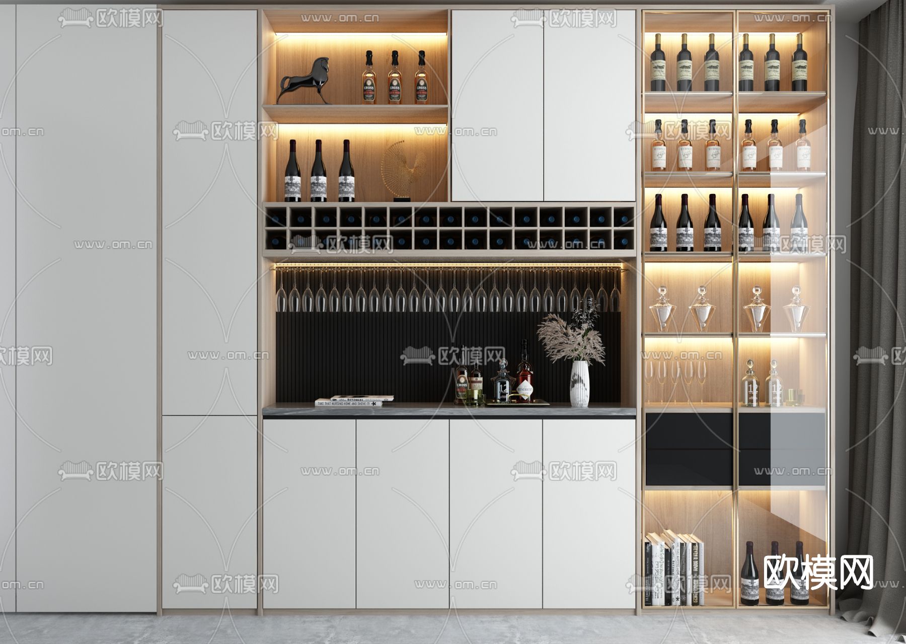 现代轻奢酒柜3d模型下载