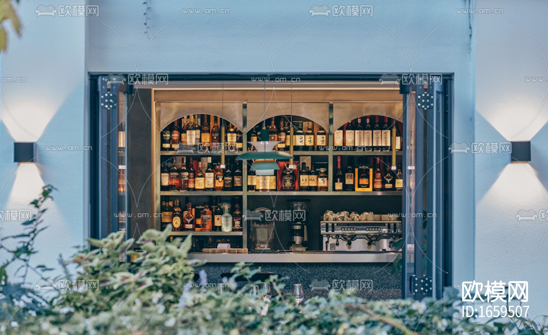 现代主题餐厅CAD施工图下载（渲染图1）