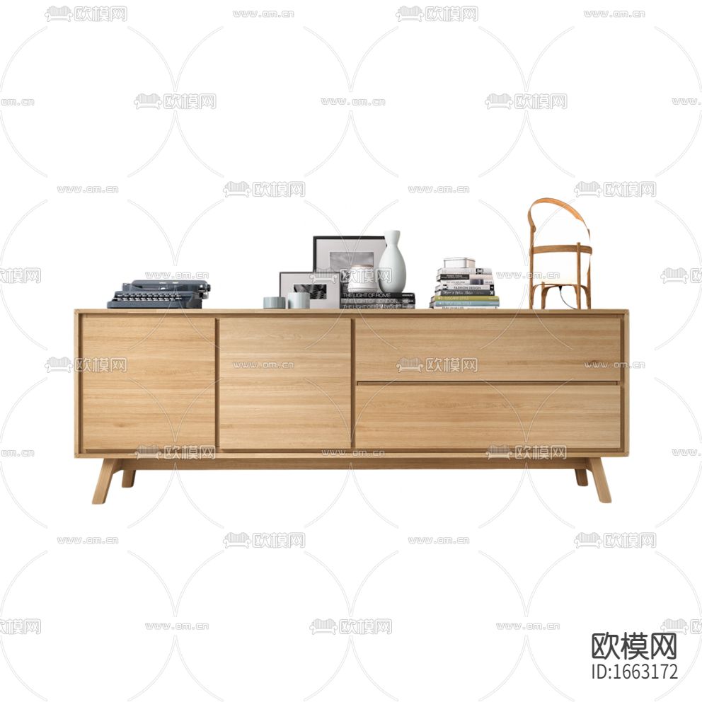 北欧简约实木边柜下载