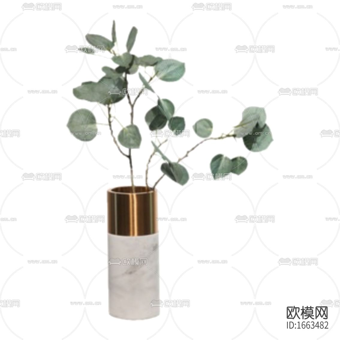 现代轻奢大理石不锈钢摆放绿植