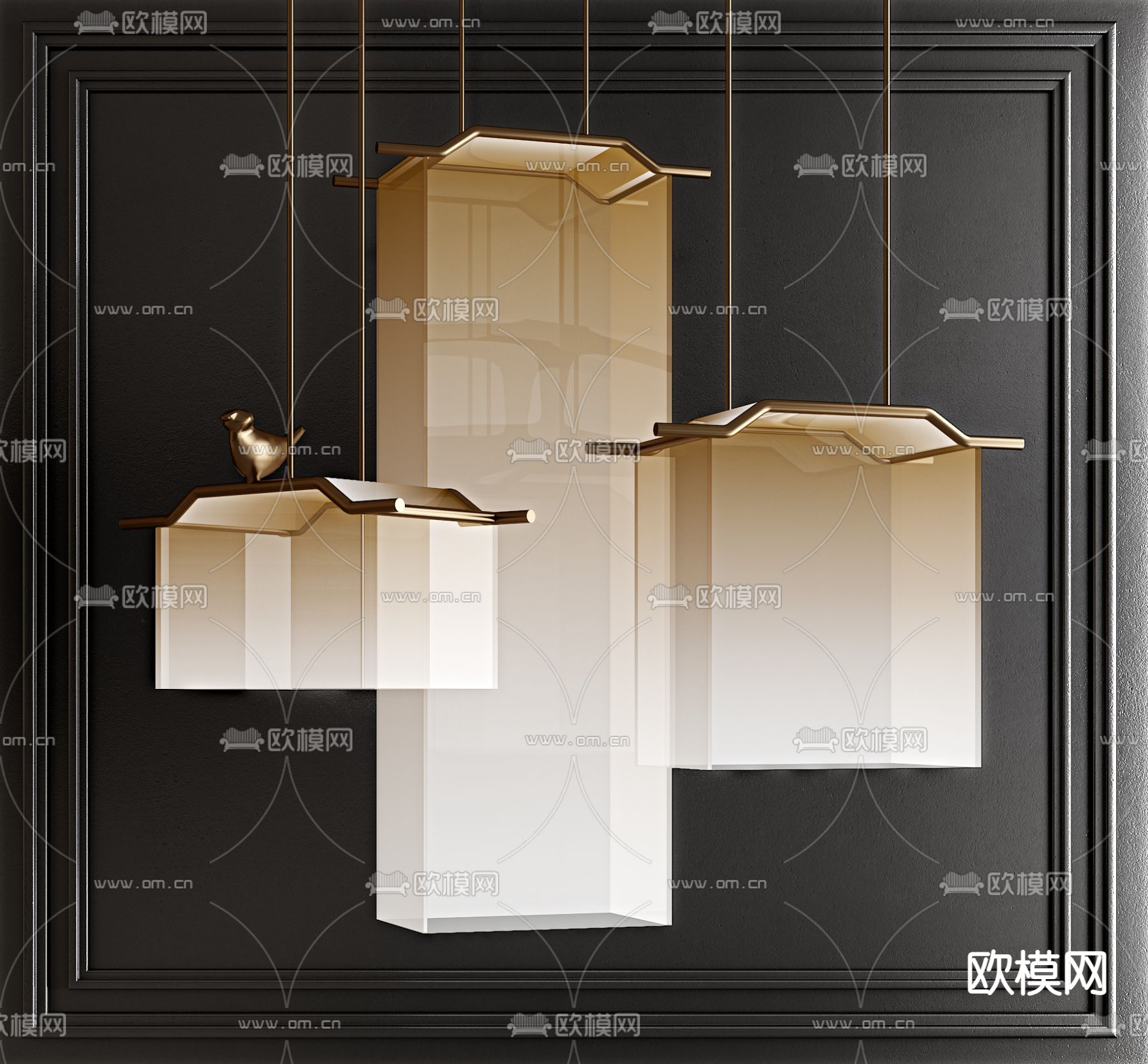新中式吊灯3d模型