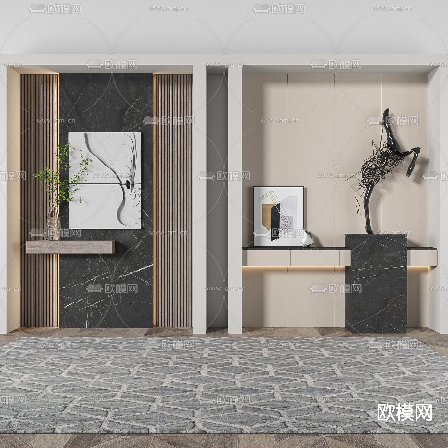 现代玄关端景台3d模型