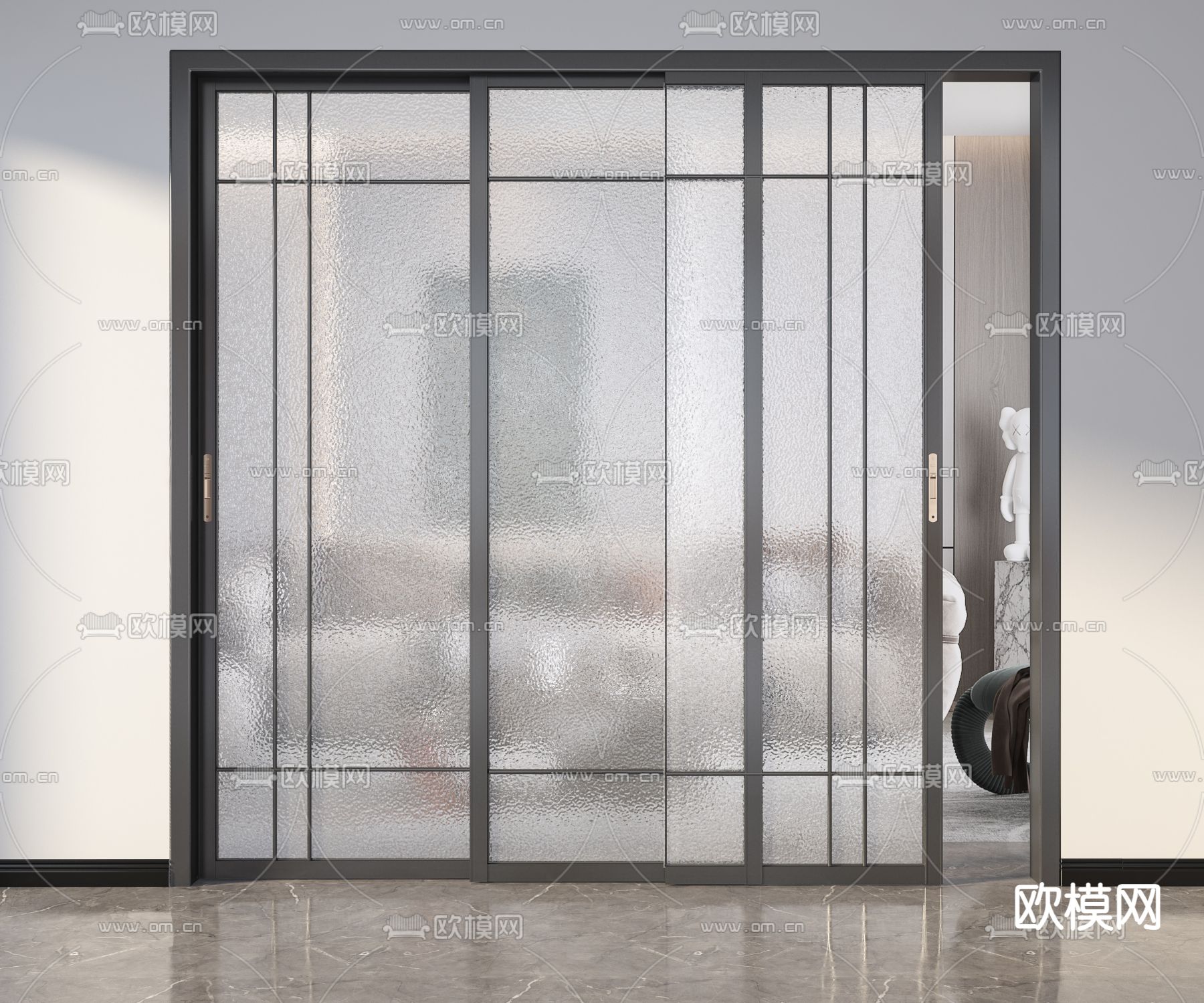 现代玻璃推拉门3d模型