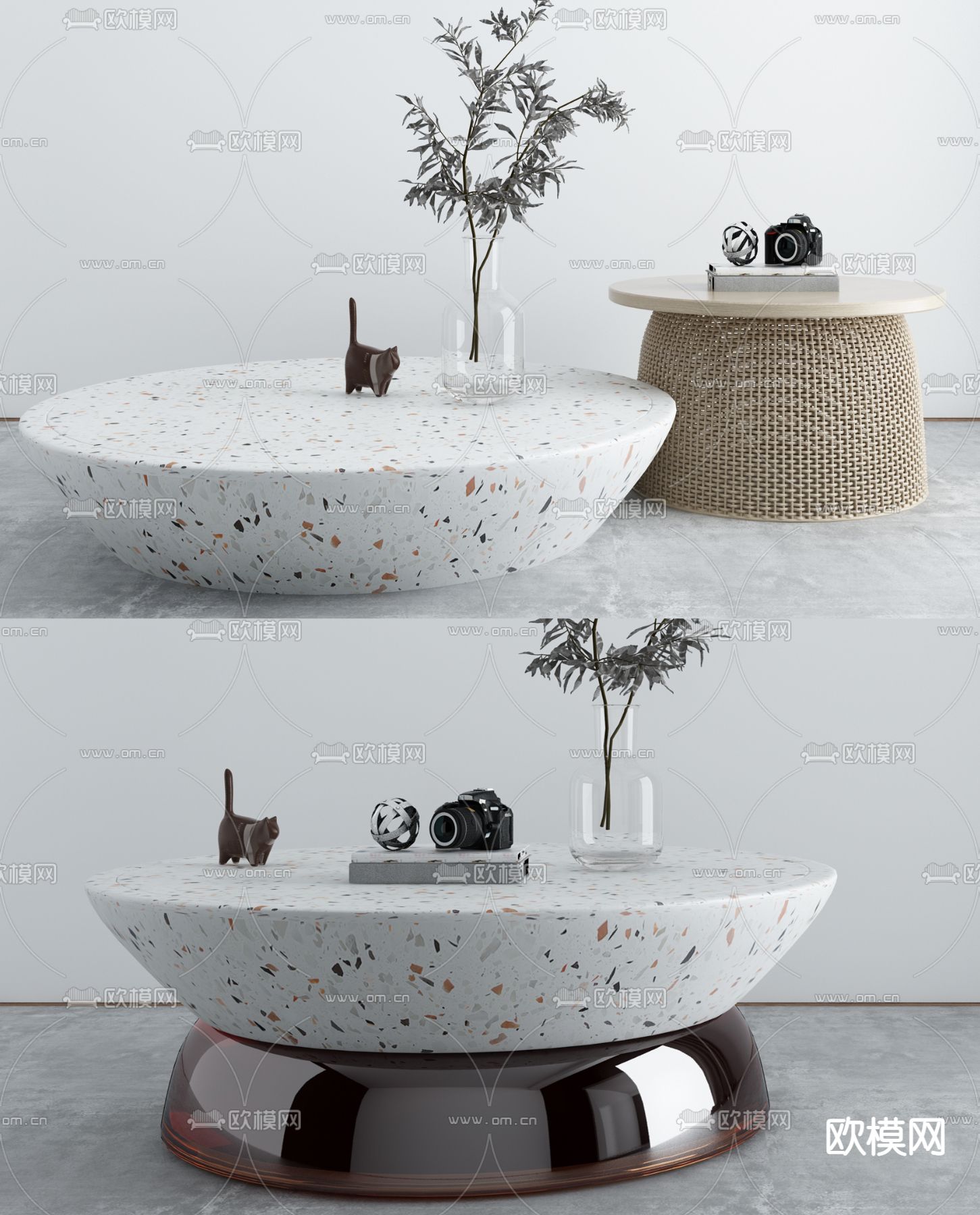 现代圆形子母茶几3d模型下载