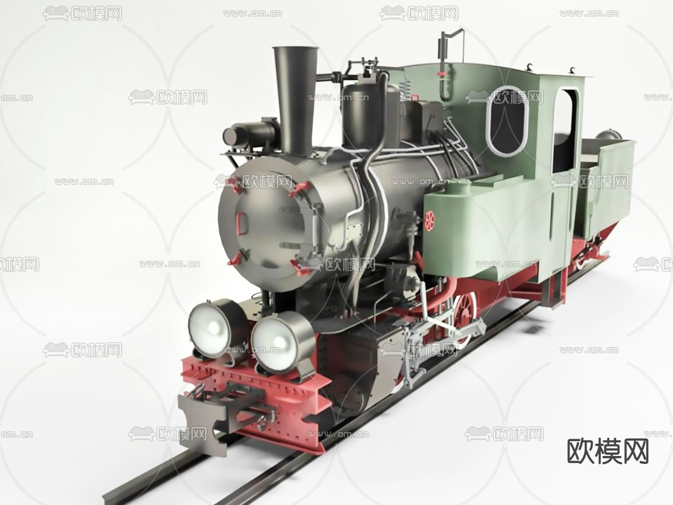 工业风火车3d模型下载（渲染图2）