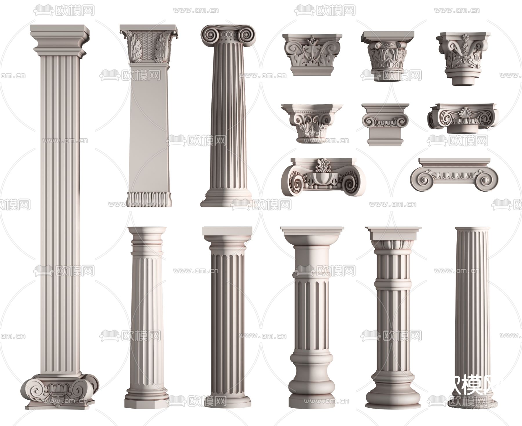 欧式石膏罗马柱3d模型下载