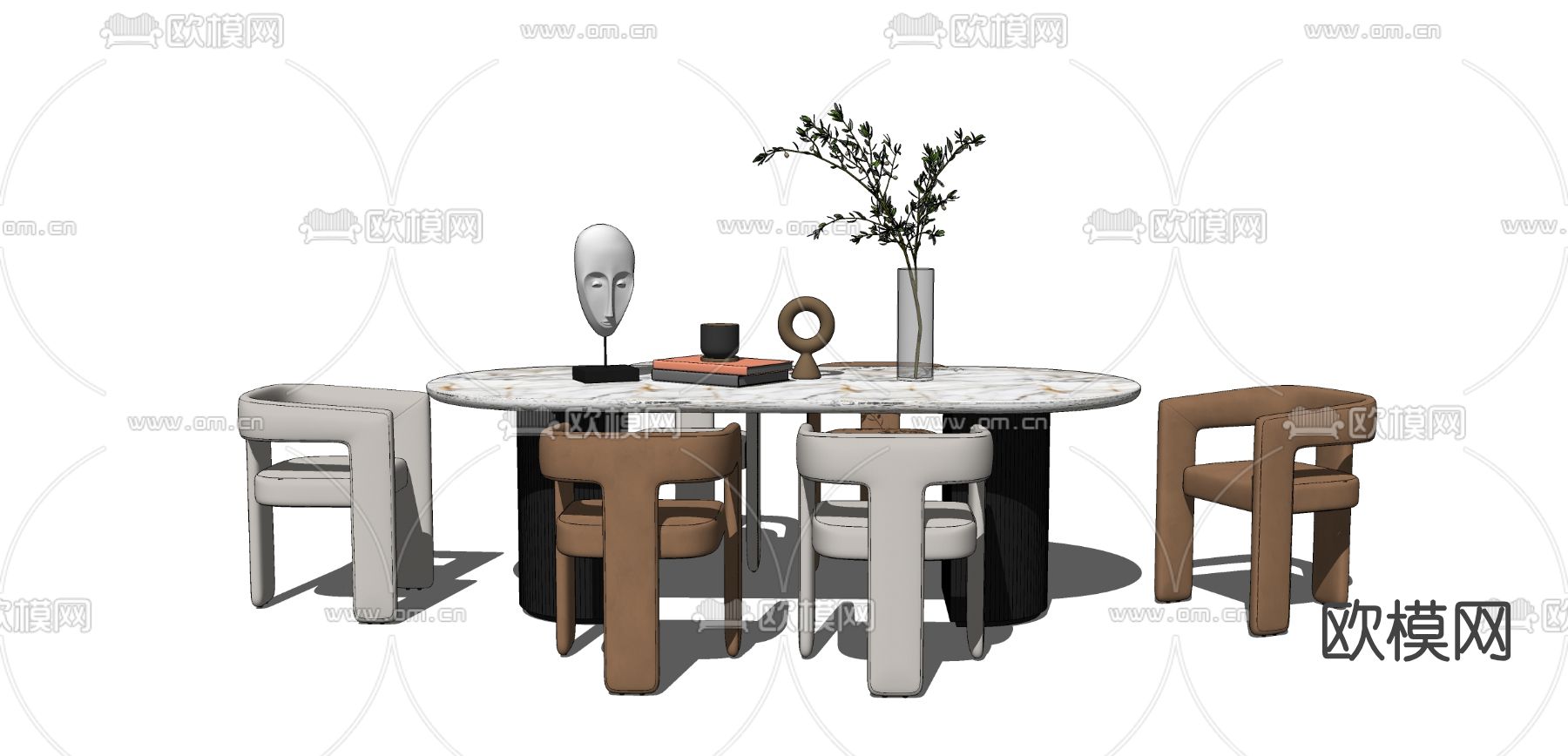 现代轻奢餐桌椅su模型下载