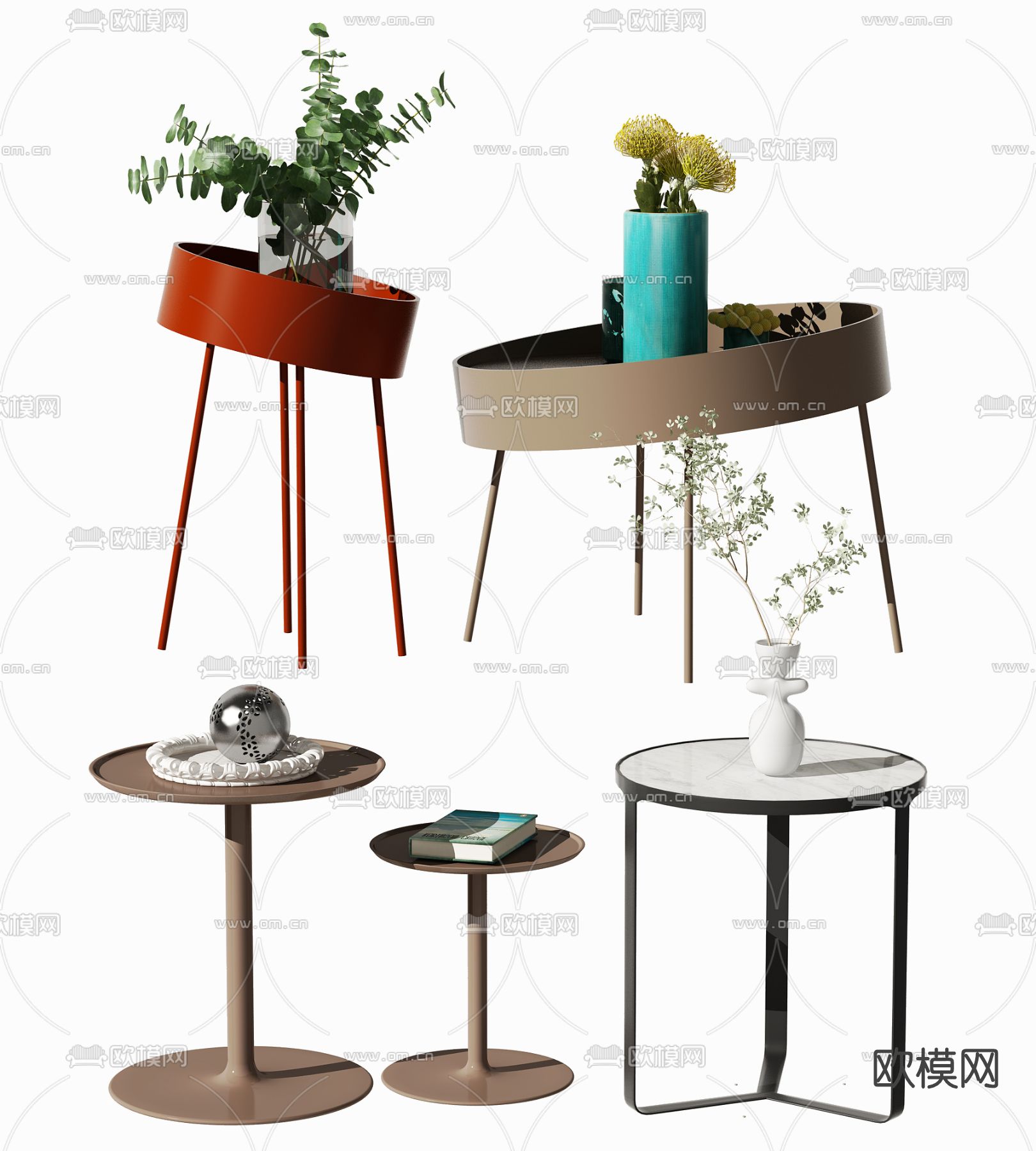 现代角几圆几3d模型