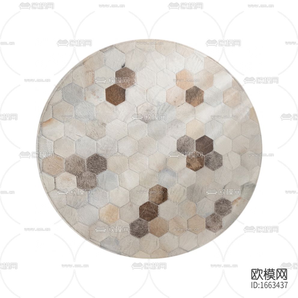 简欧牛皮手工拼接圆形地毯下载