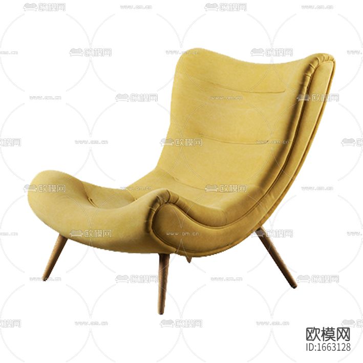 现代轻奢绒布休闲椅