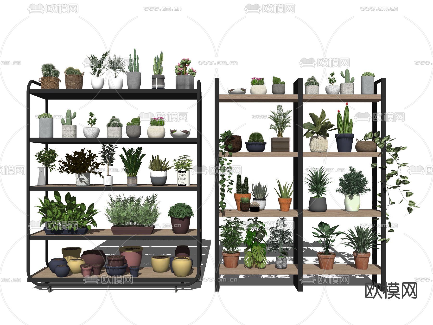 现代植物盆栽花架su模型下载