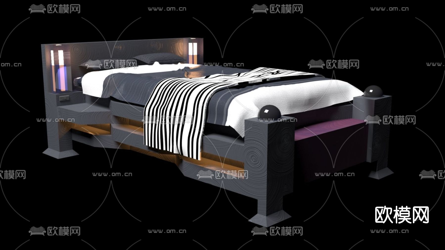 后现代双人床免费3d模型下载
