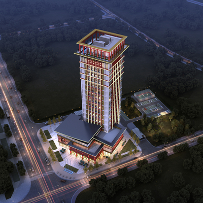 新中式3d鸟瞰规划模型-建筑3d模型-3dmax模型免费下载-欧模网