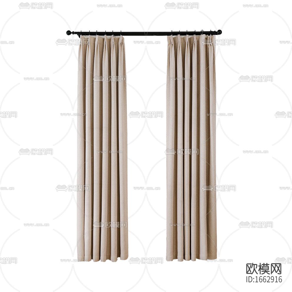 现代简约杏色纯色布艺遮光窗帘下载