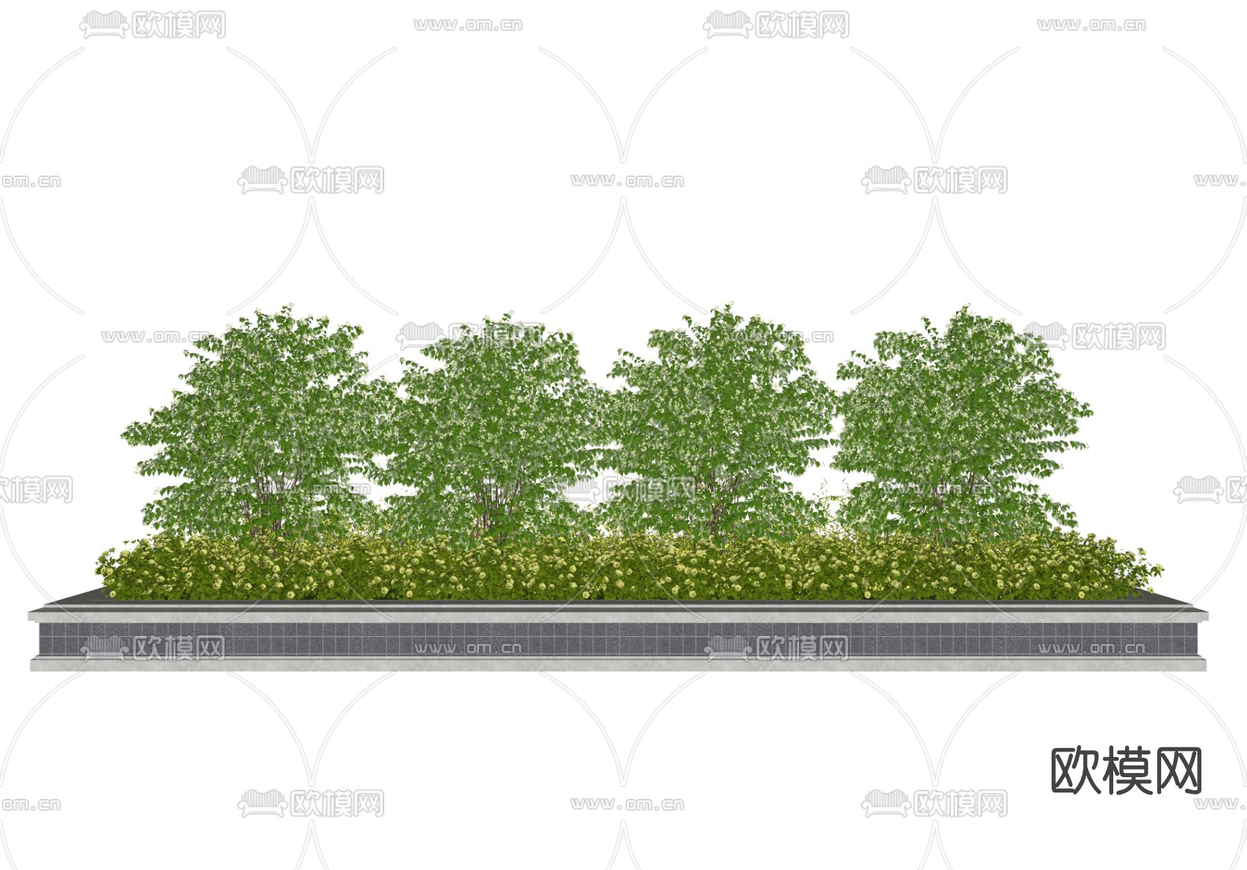现代花坛园艺小品su模型下载（渲染图3）