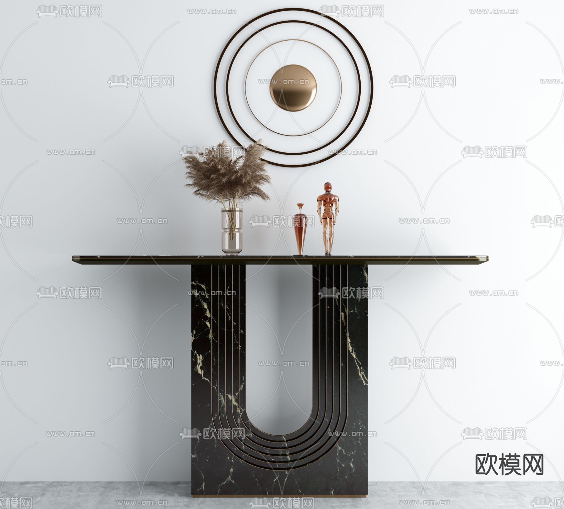 现代端景条案3d模型