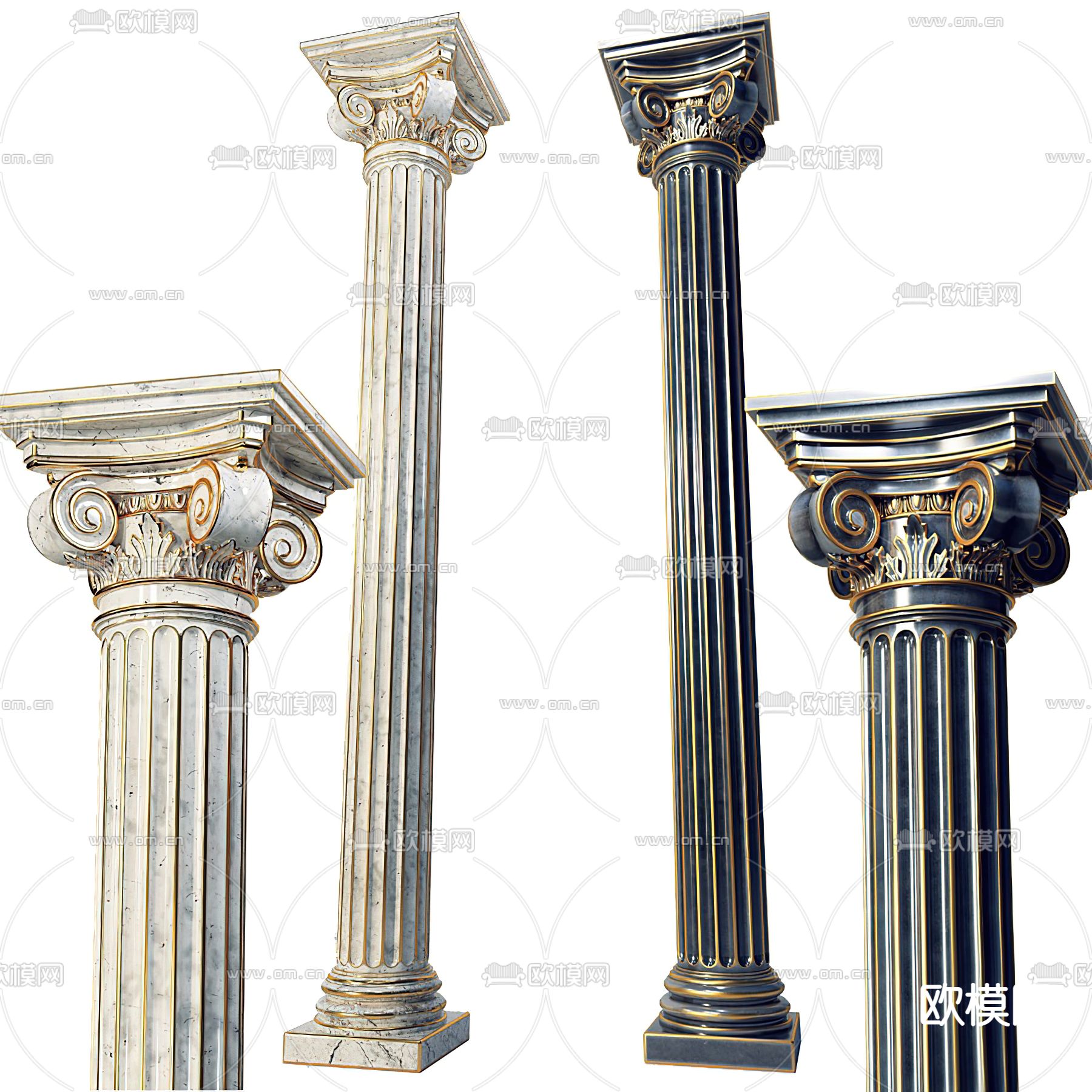 欧式石膏罗马柱3d模型下载