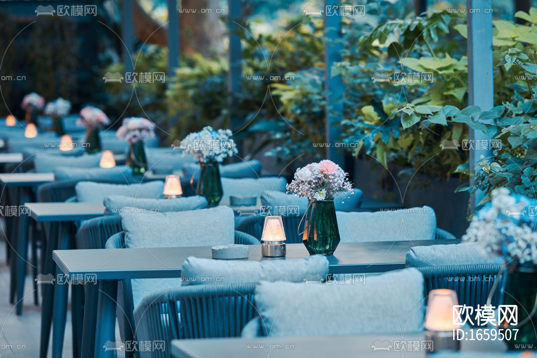 现代主题餐厅CAD施工图下载（渲染图3）