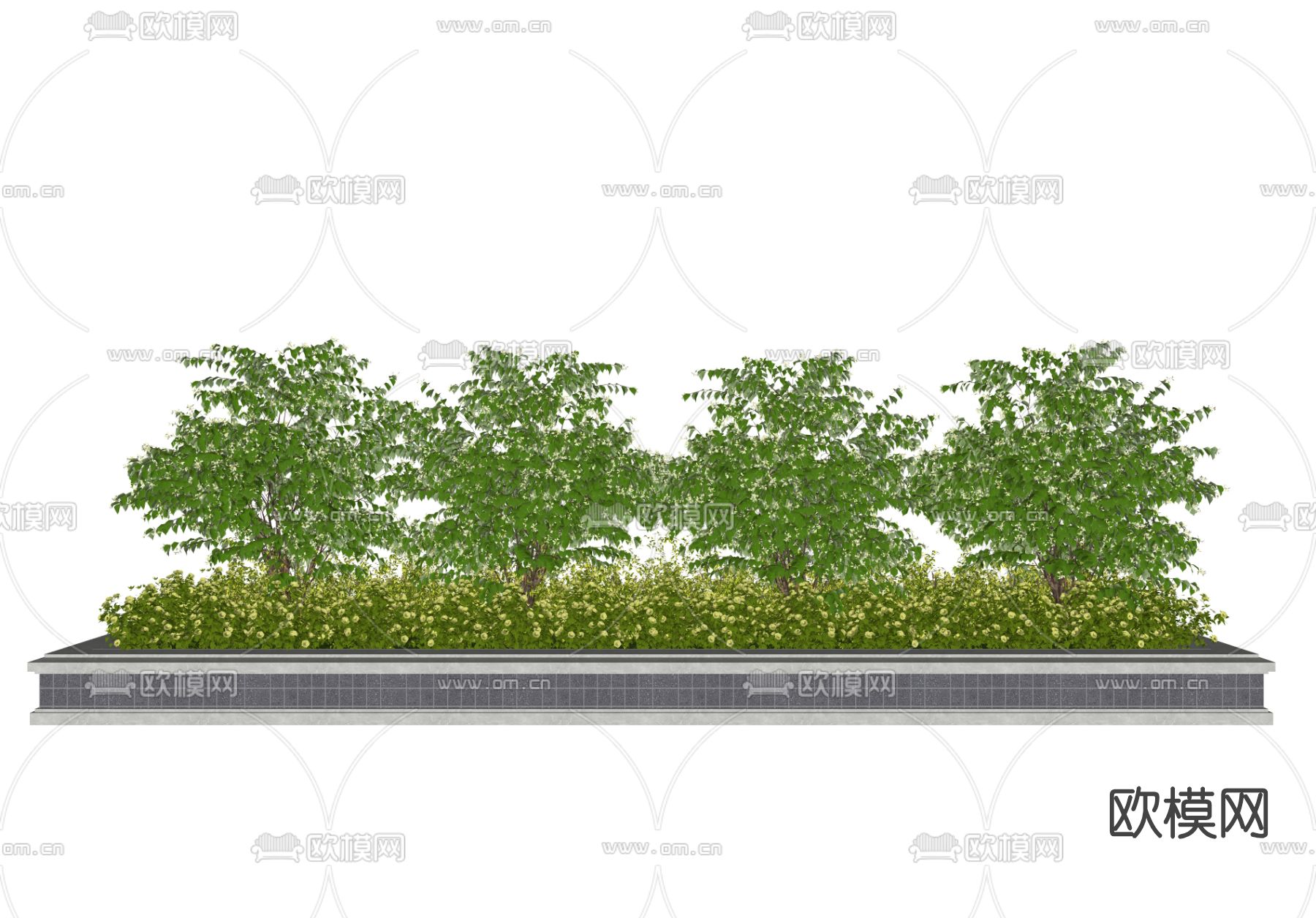 现代花坛园艺小品su模型下载（渲染图2）