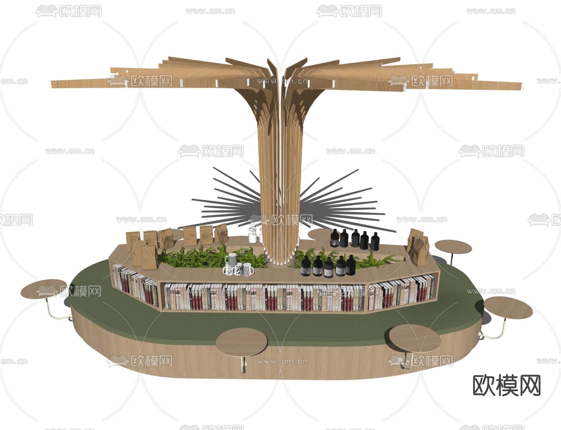 现代书店公用椅su模型下载
