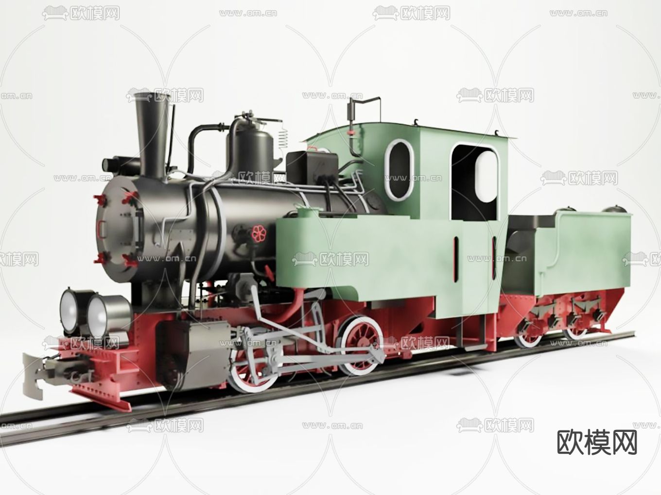 工业风火车3d模型下载（渲染图1）