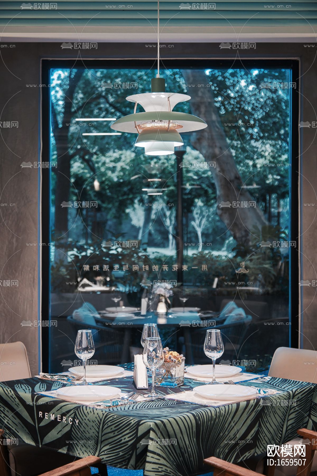 现代主题餐厅CAD施工图下载（渲染图8）