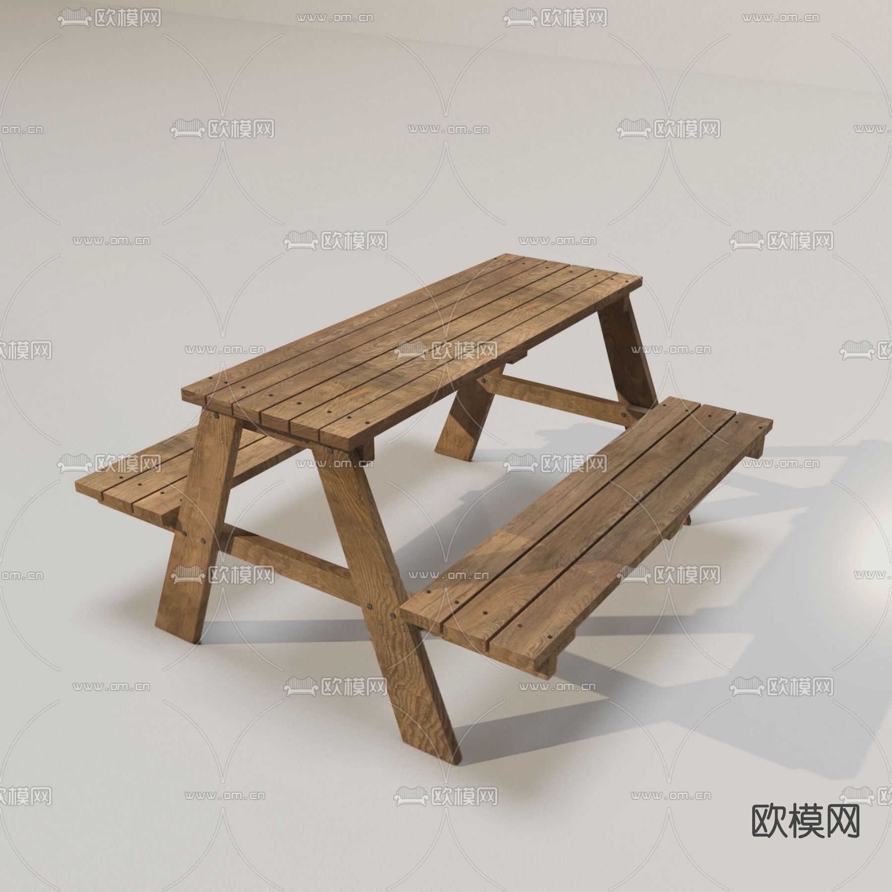自然风木质餐桌椅免费3d模型