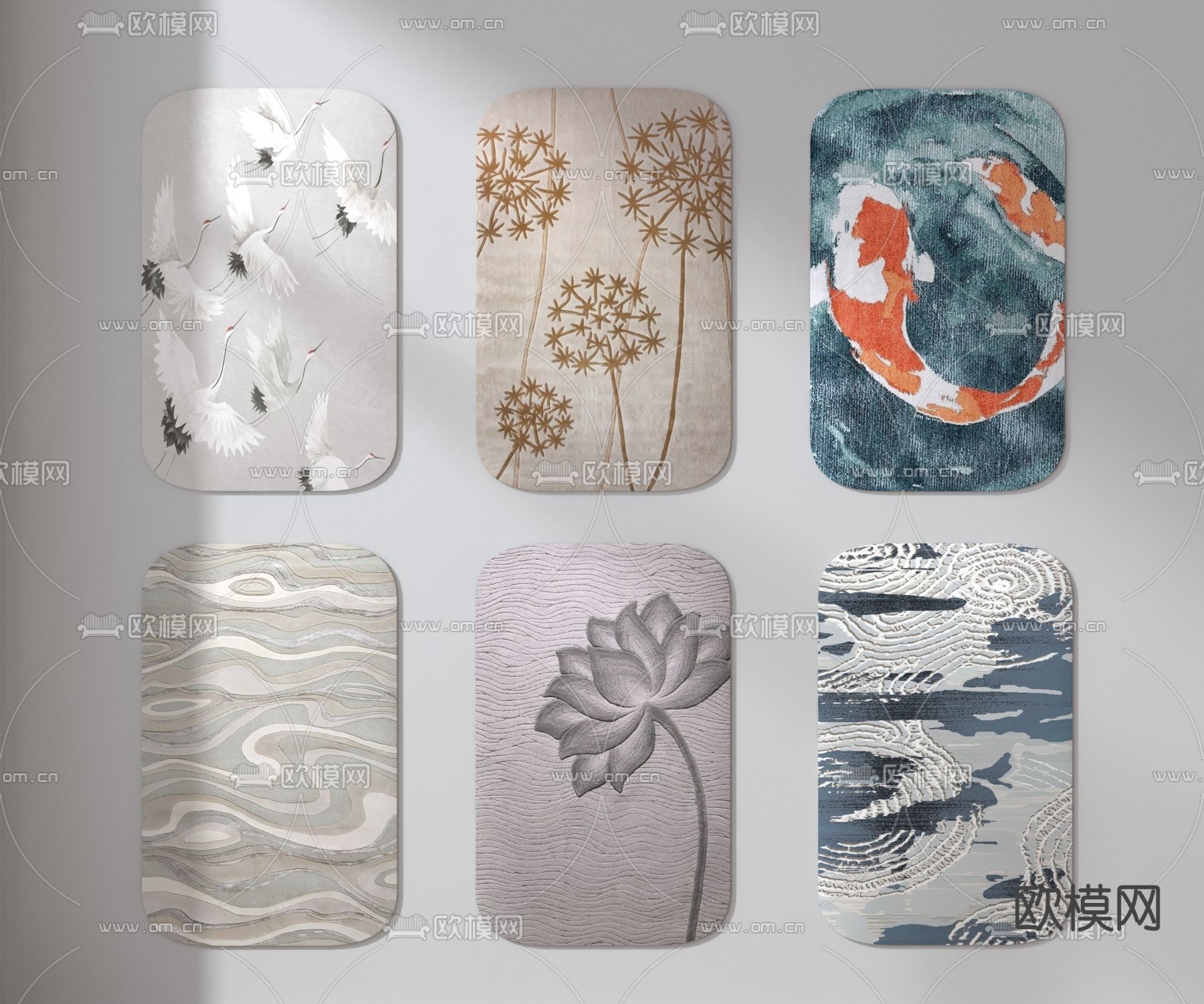 新中式地毯3d模型下载