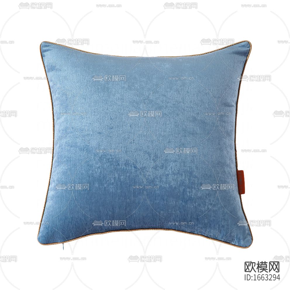 现代简约天蓝色绒布金边抱枕下载