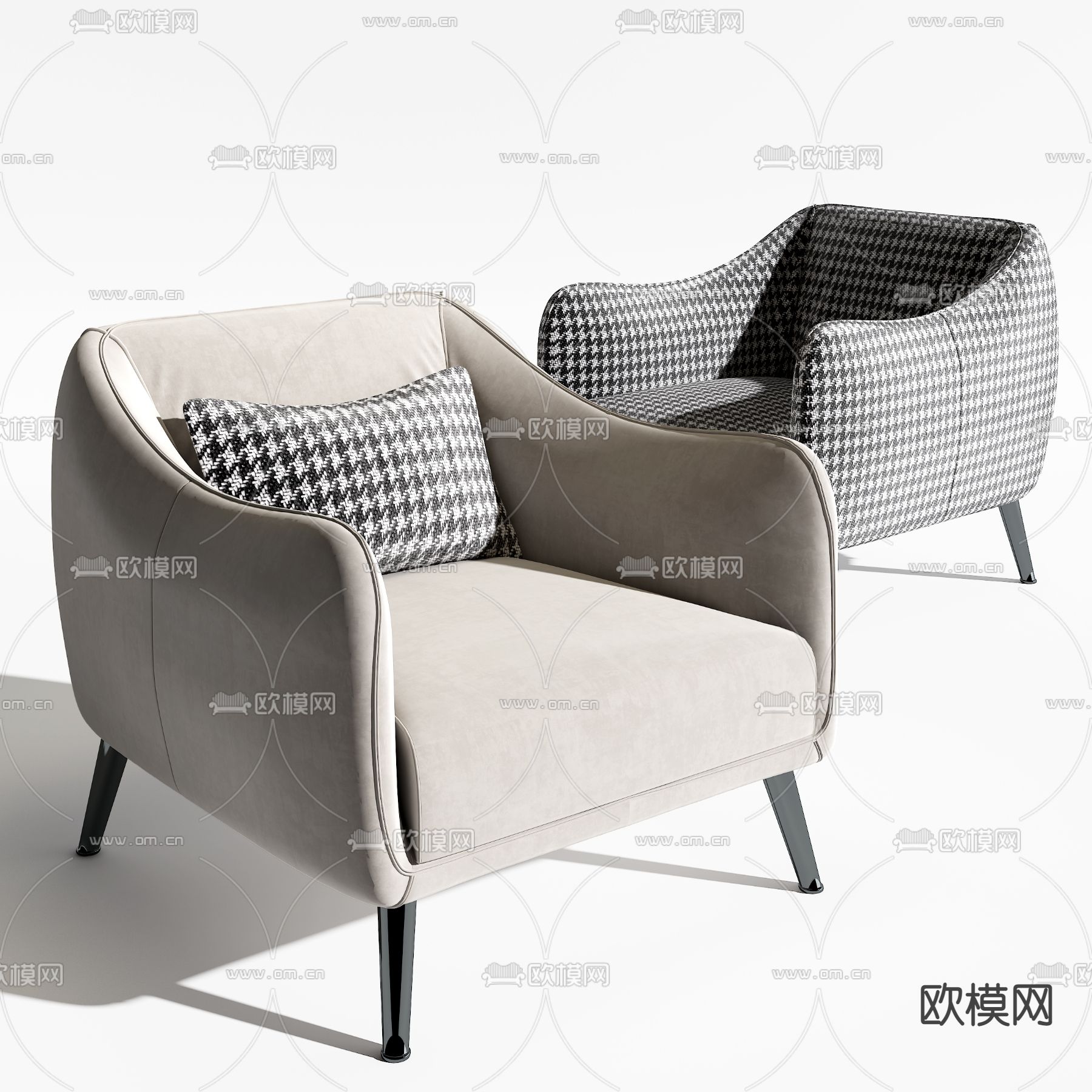 Natuzzi 现代布艺单人沙发3d模型下载