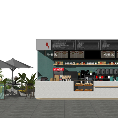  现代奶茶店su模型 