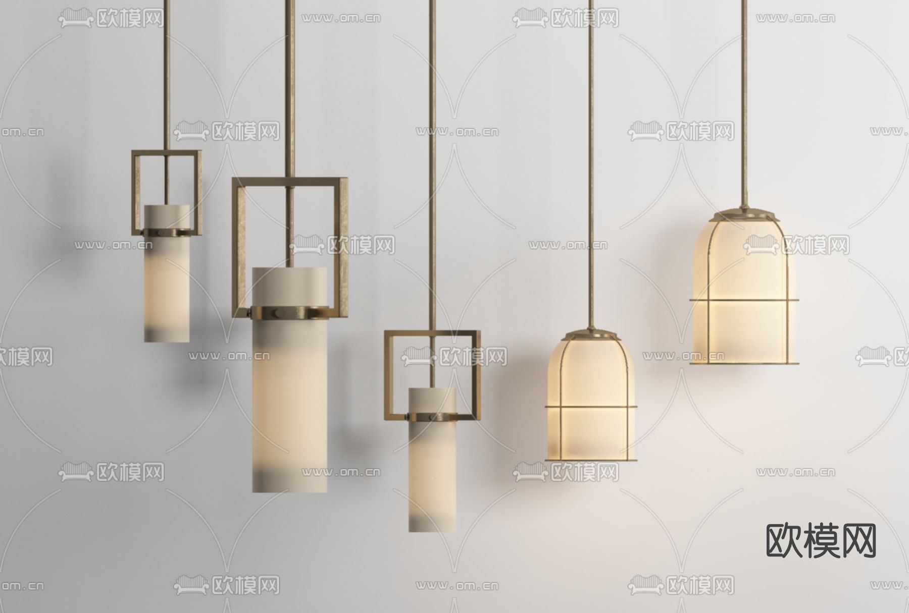 现代轻奢小吊灯免费3d模型下载