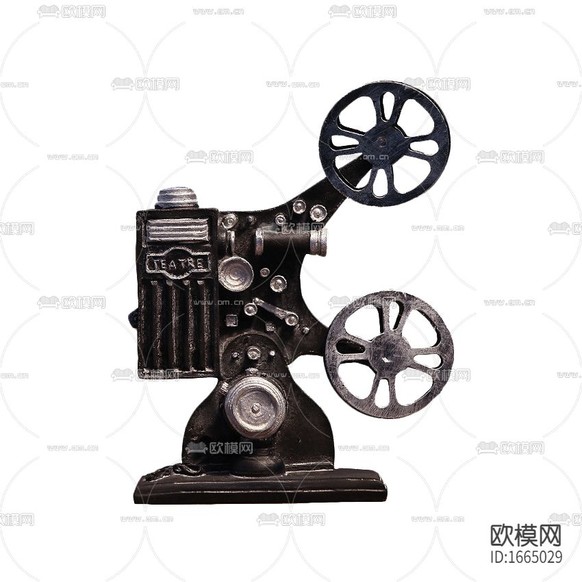 美式復(fù)古做舊鐵藝放映機模型擺件下載