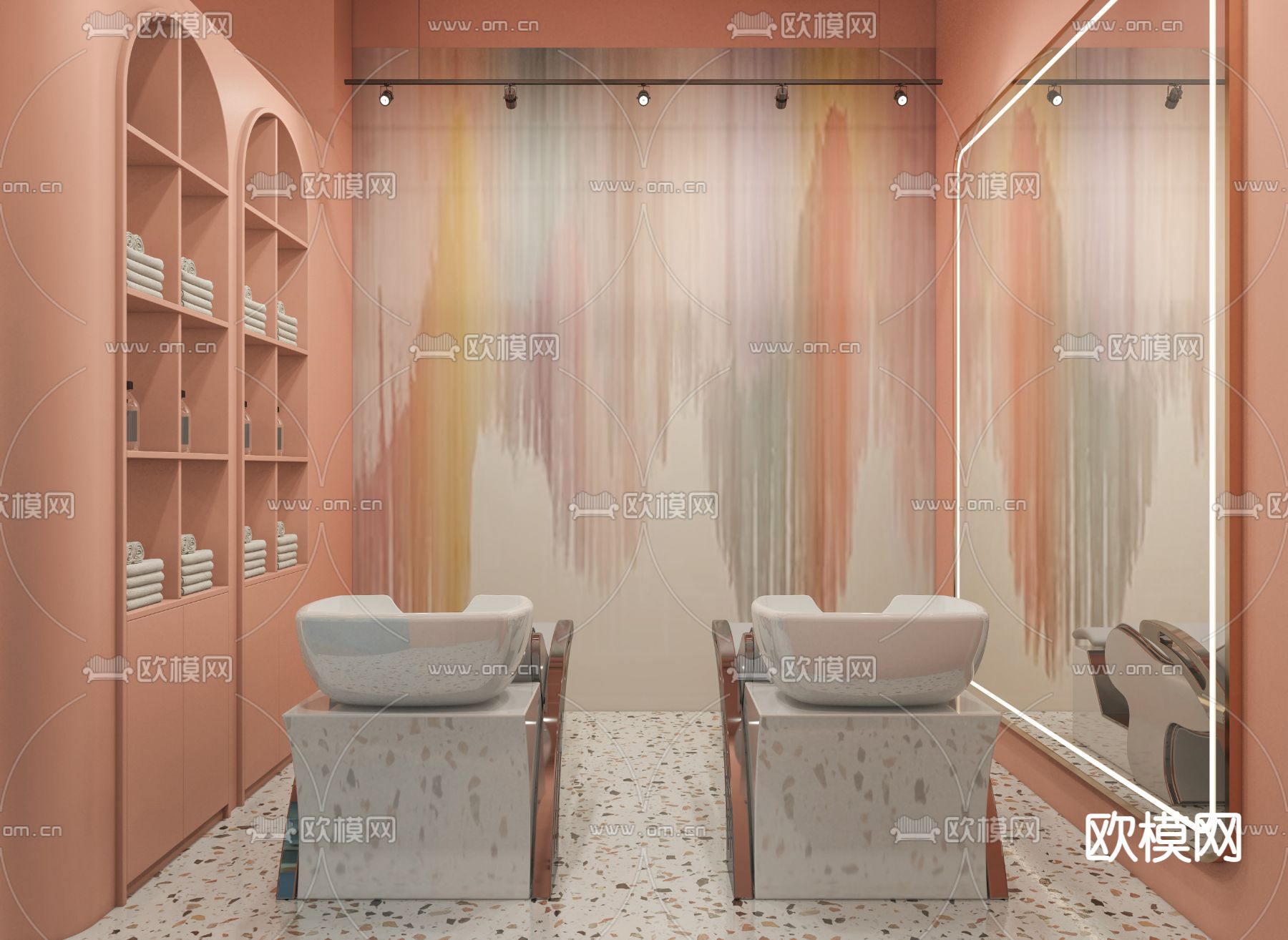 现代轻奢美发店3d模型