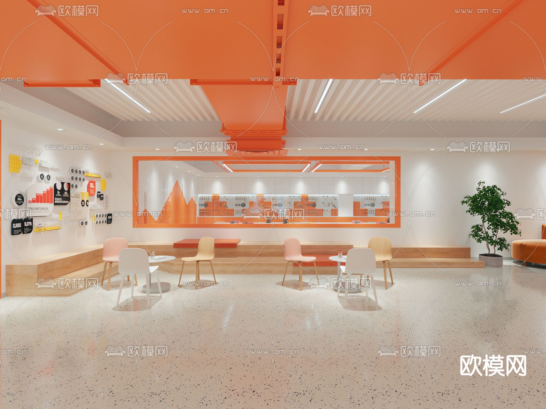 现代儿童木艺手工学校3d模型下载（渲染图1）