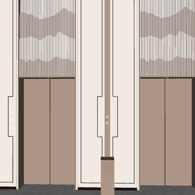  现代电梯按键按钮su模型 