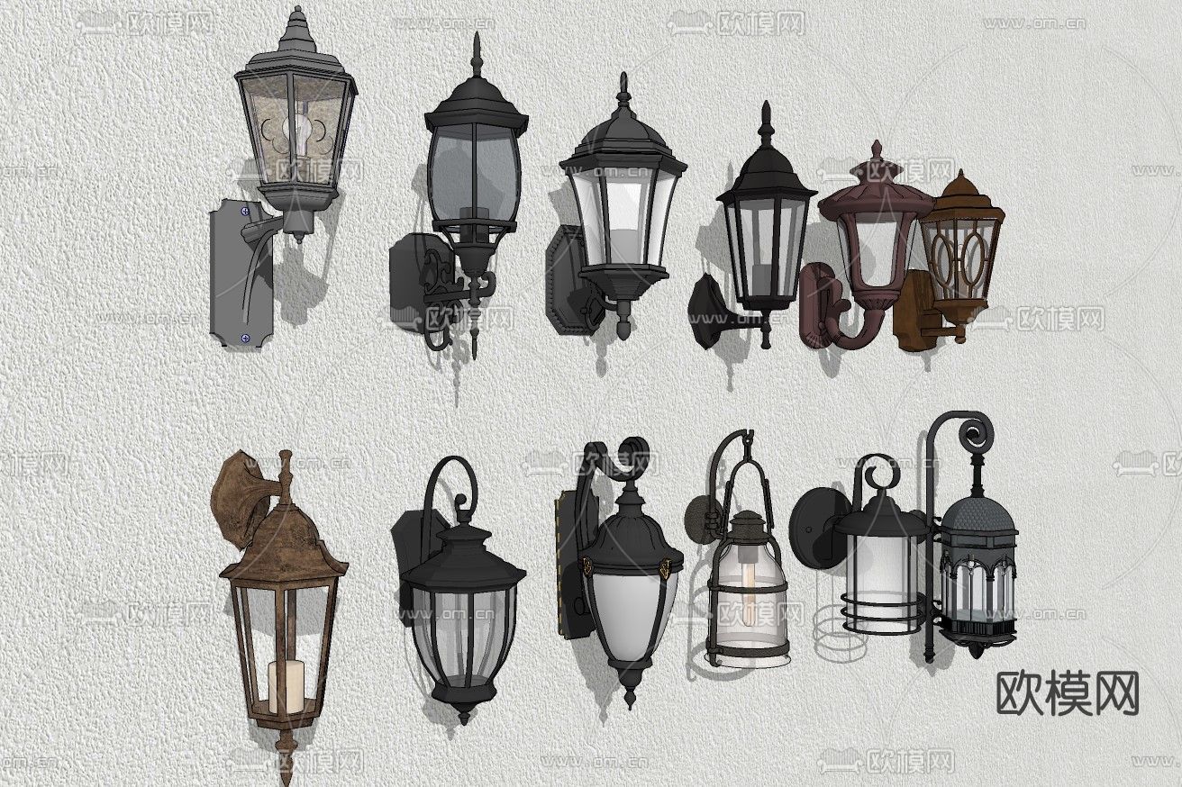 欧式户外壁灯su模型下载（渲染图2）