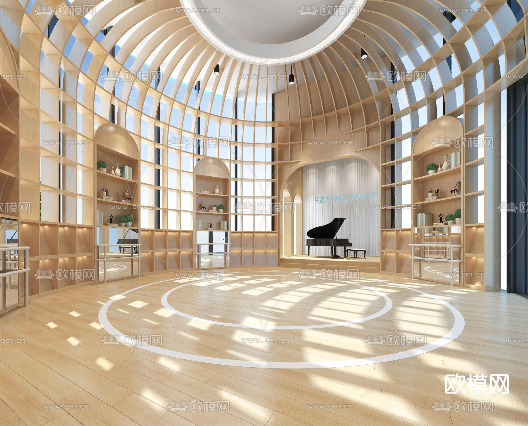 现代儿童多功能格栅活动室免费3d模型下载