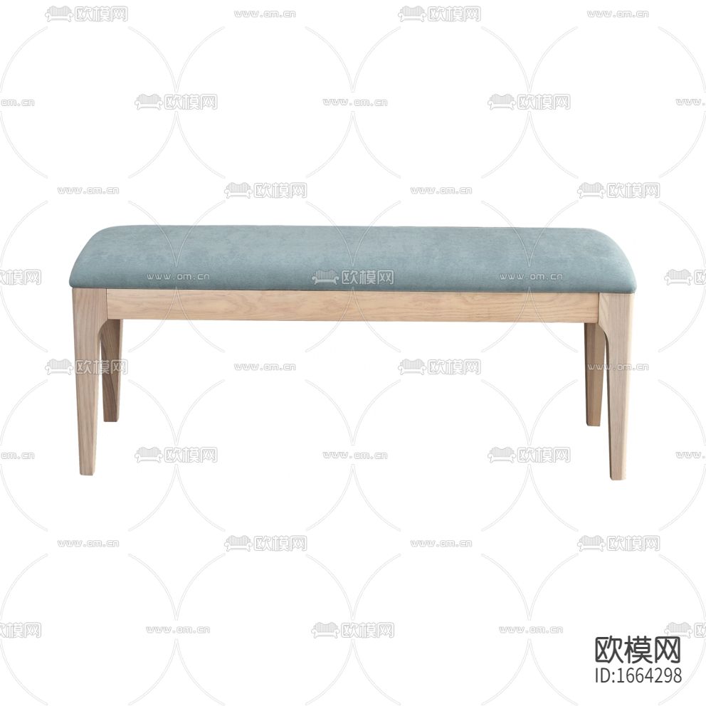 北欧简约蓝色布艺实木沙发凳